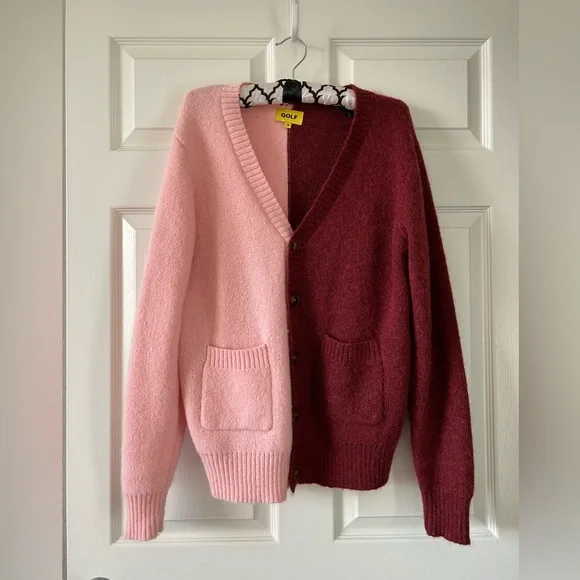Red Tyler The Creator Pink Cardigan Golf Wang Sweaters Golf Wang